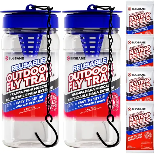 2-Pack Outdoor Fly Trap for Patio with 4 Bait Refills