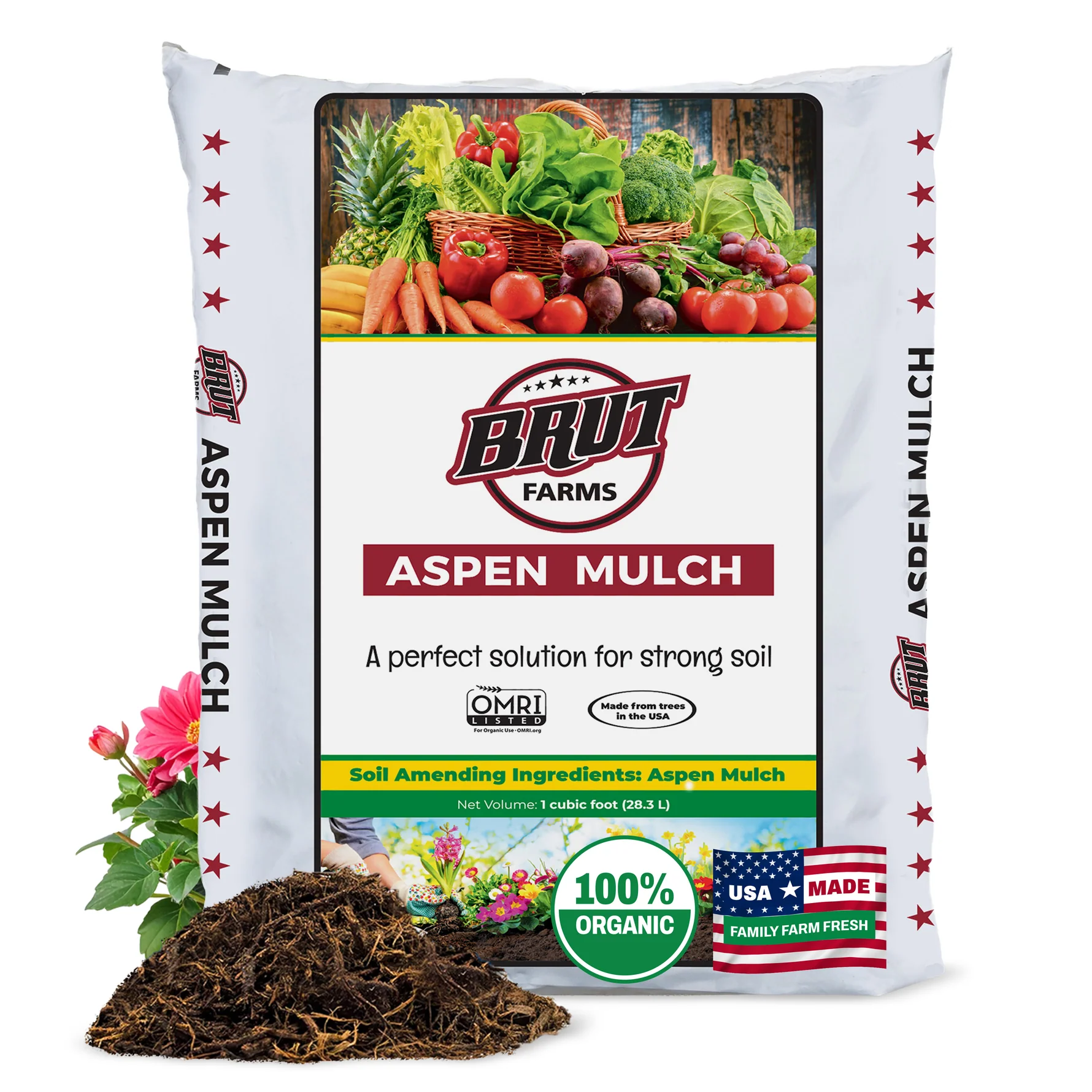 Brut Organic Aspen Mulch 1 CU FT Natural Moisture Retainer