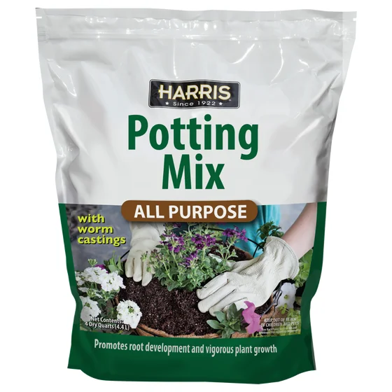 Harris All Purpose Premium Potting Soil Mix with Worm Castings, 4 Quarts